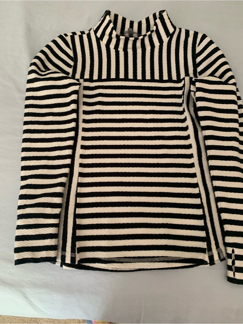 Navy & White Striped Mock Neck Top